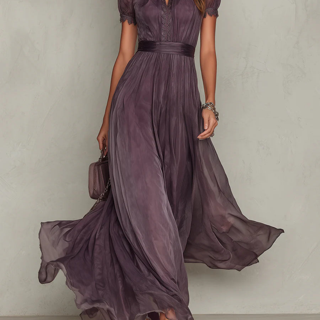 Celeste Collection | Floral Maxi Dress with Lace Trim | Elegant Chiffon Design for Special Occasions 3