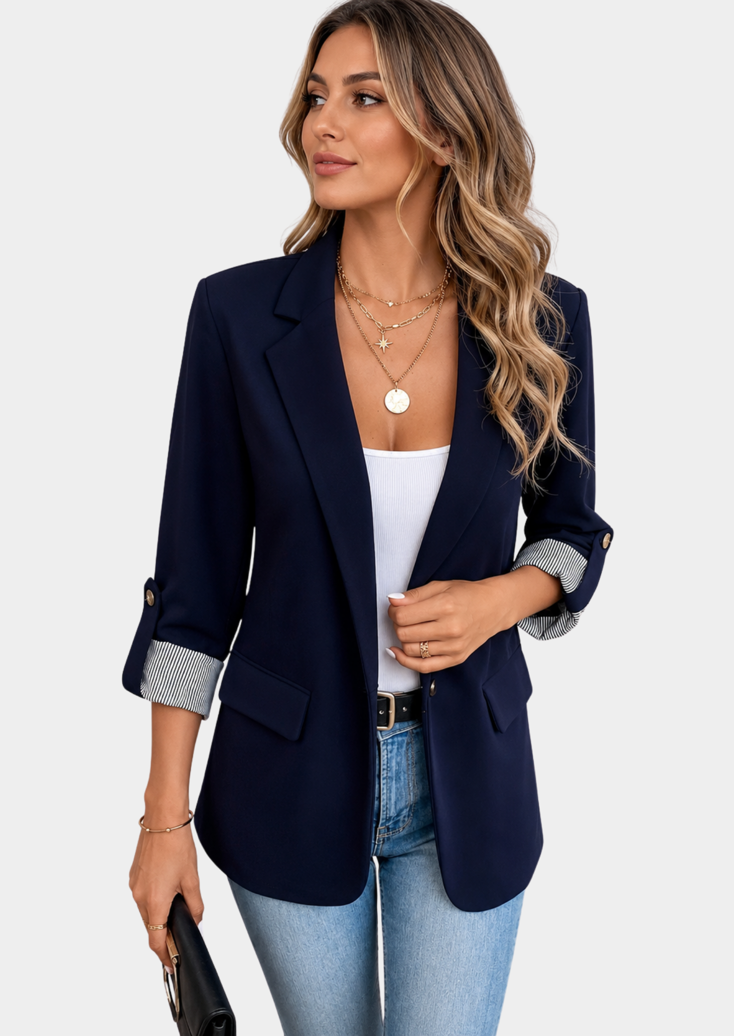Elegant Collection | Women's Blazer with Rolled Sleeves & Notched Lapel | Slim Fit Design for Effortless Style 6