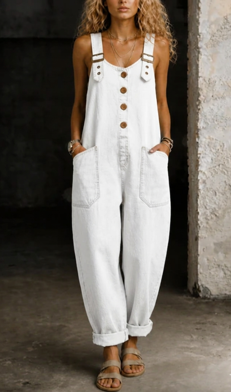 Women's Casual Denim Jumpsuit | Relaxed Fit Wide Leg Overall for Everyday Comfort 3