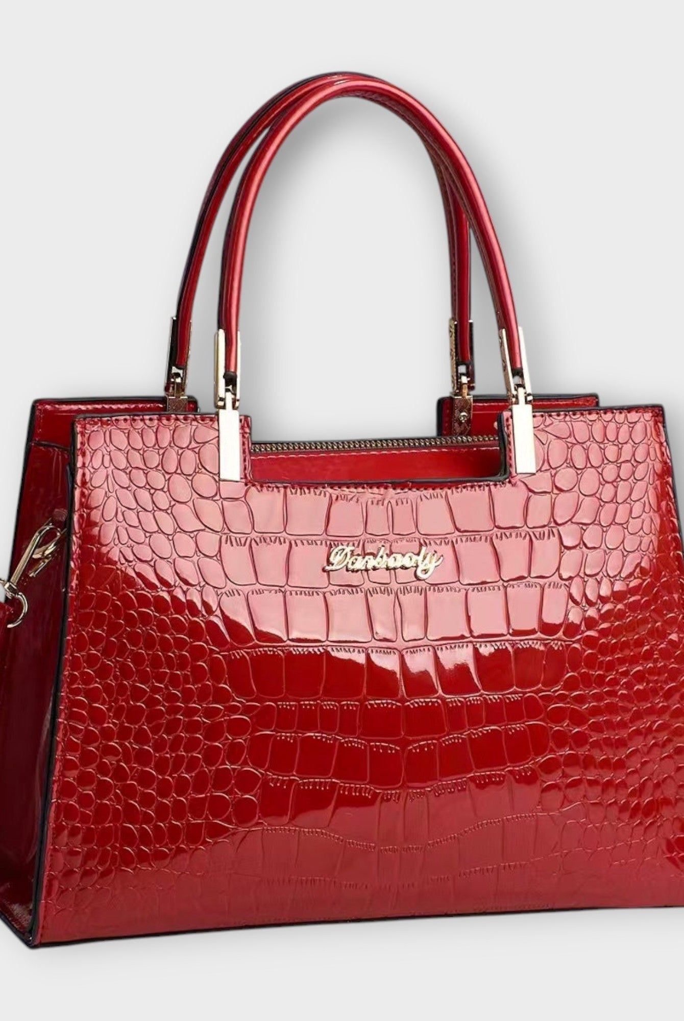 Women's Glossy Crocodile Skin Tote Bag | Elegant Structured Everyday Handbag 5