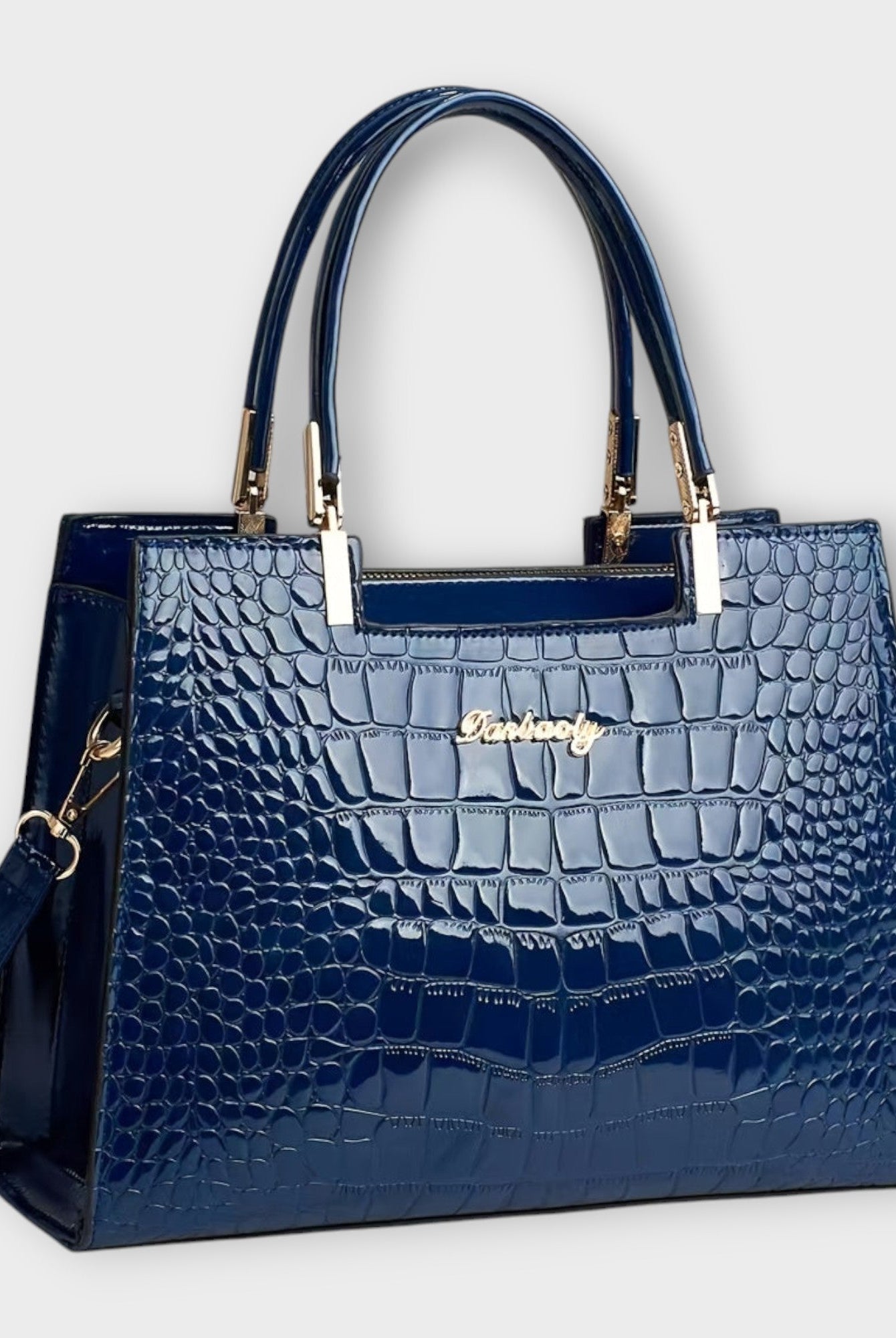 Women's Glossy Crocodile Skin Tote Bag | Elegant Structured Everyday Handbag 6