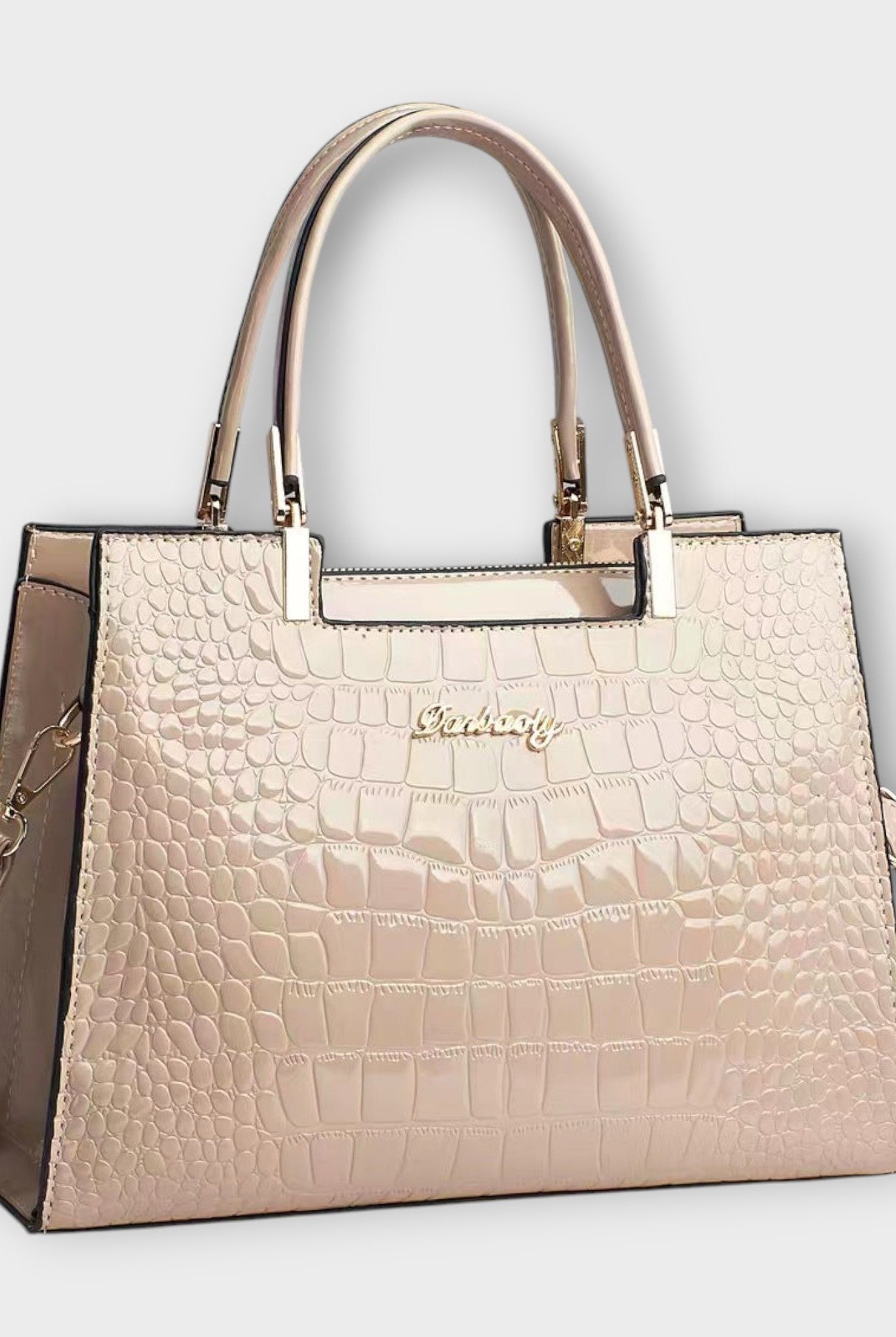 Women's Glossy Crocodile Skin Tote Bag | Elegant Structured Everyday Handbag 7