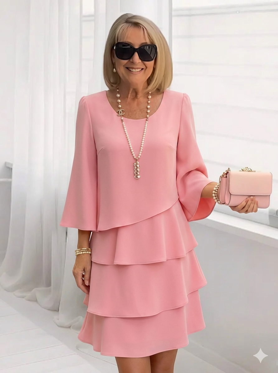 Women's Lightweight A-Line Ruffle Dress | Elegant Comfortable Summer Dress 0
