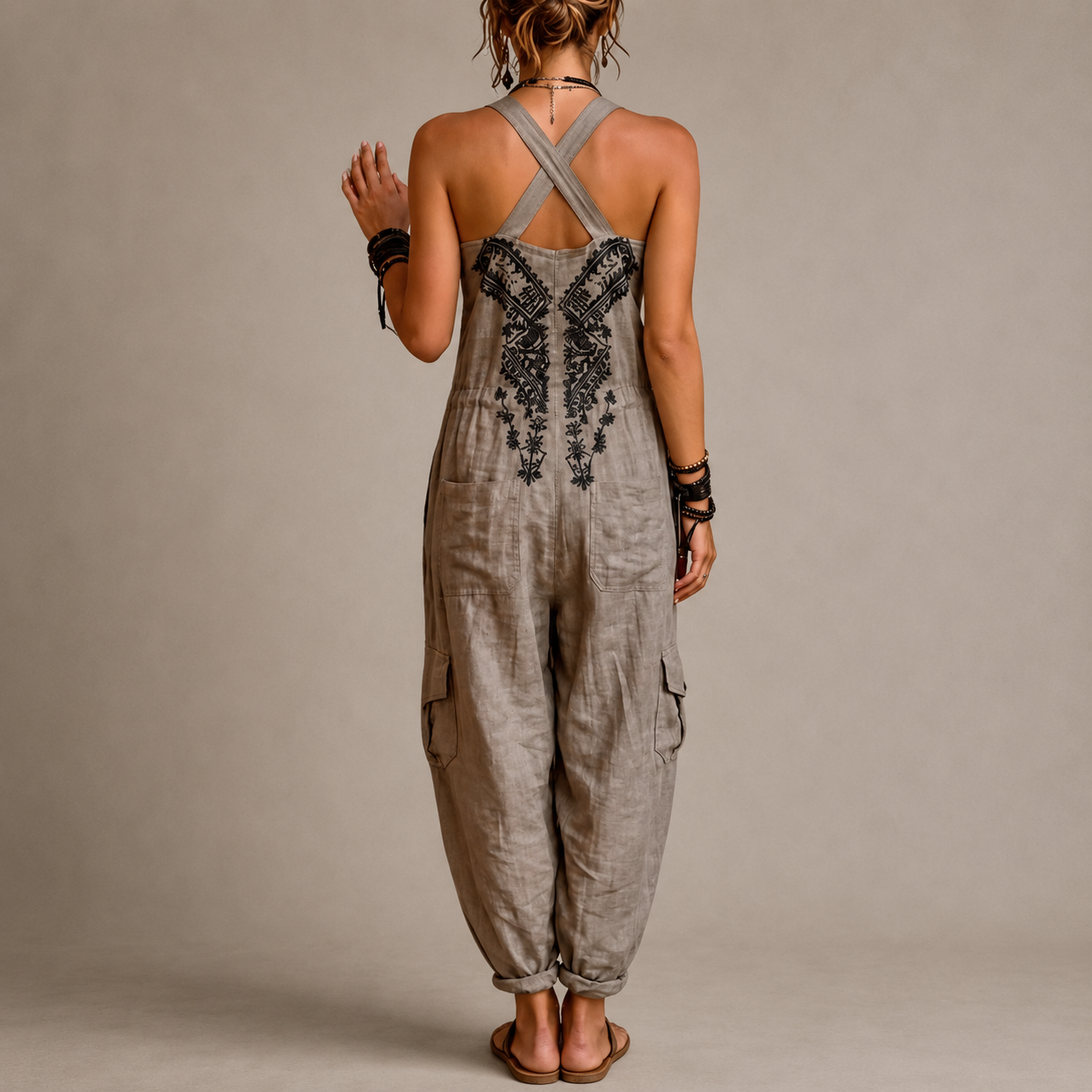 Women's Lightweight Bohemian Jumpsuit | Relaxed Elegant Full-Length Casual Wear 1