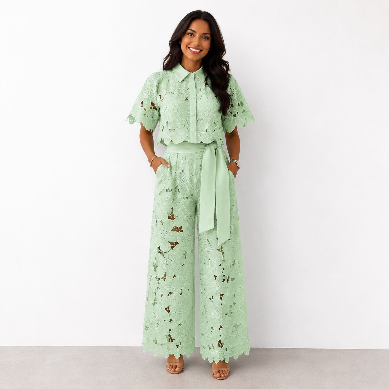 Women's Lightweight Fabric Two-Piece Set | Relaxed Elegant Outfit for Everyday Wear 0