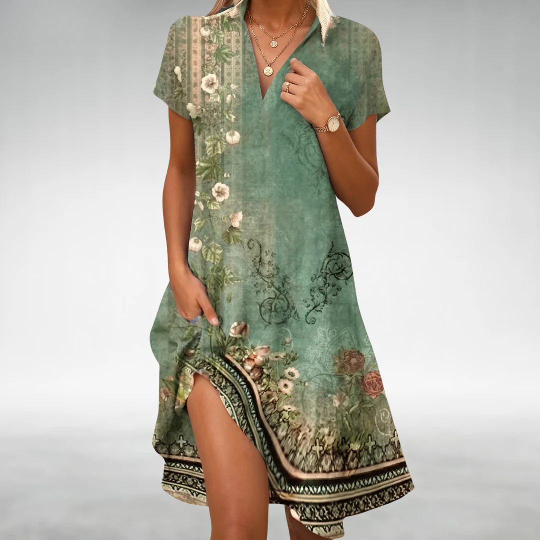 Women's Lightweight Floral Midi Dress | Elegant Relaxed Fit Summer Dress 2