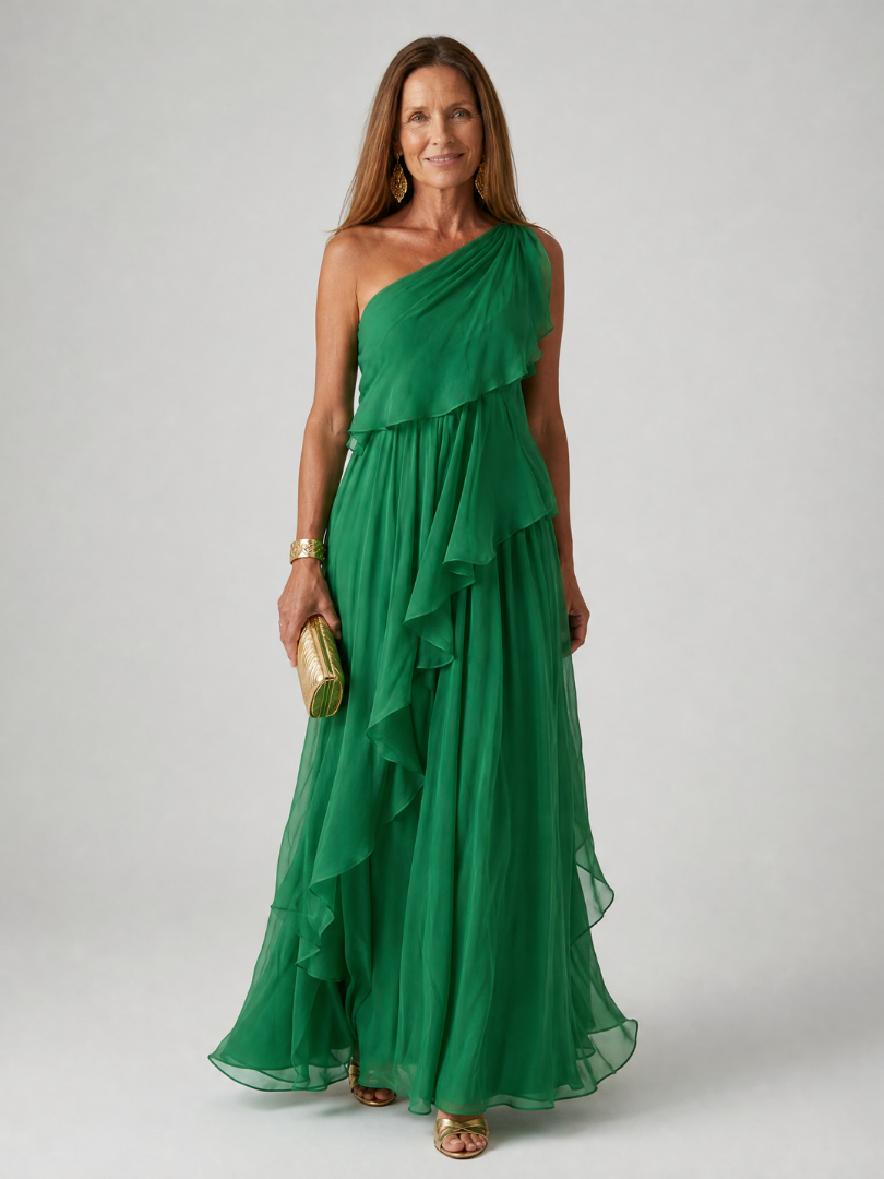 Women's Lightweight Ruffle Maxi Dress | Elegant Flowing Formal Gown for Special Occasions 0