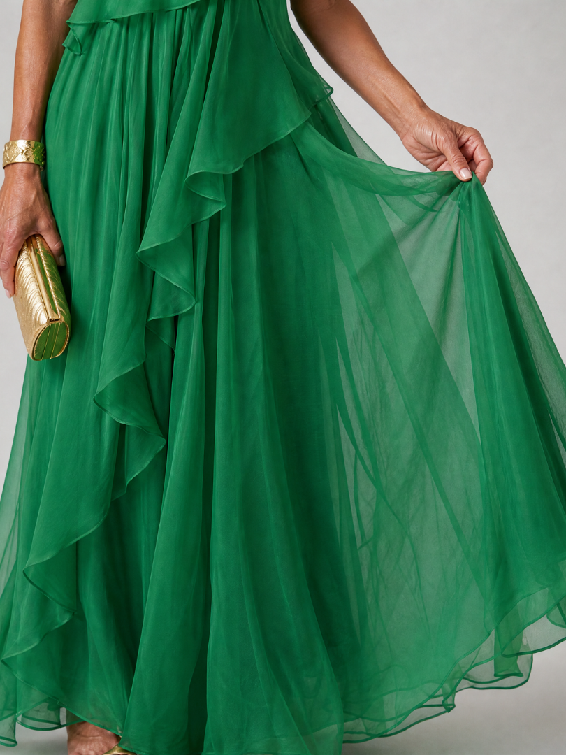 Women's Lightweight Ruffle Maxi Dress | Elegant Flowing Formal Gown for Special Occasions 3