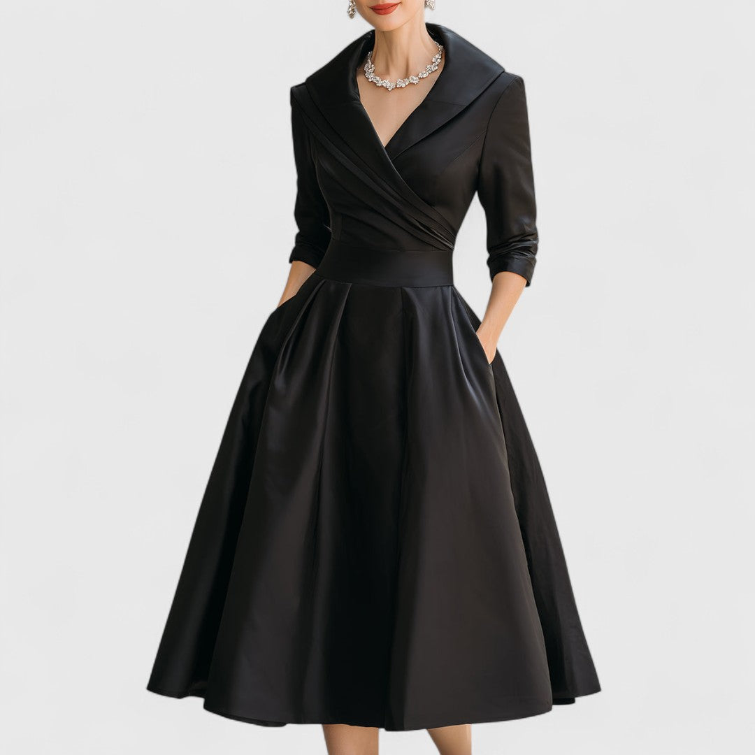 Women's Soft Fabric Midi Dress | Elegant V-Neck Flared Summer Dress 1