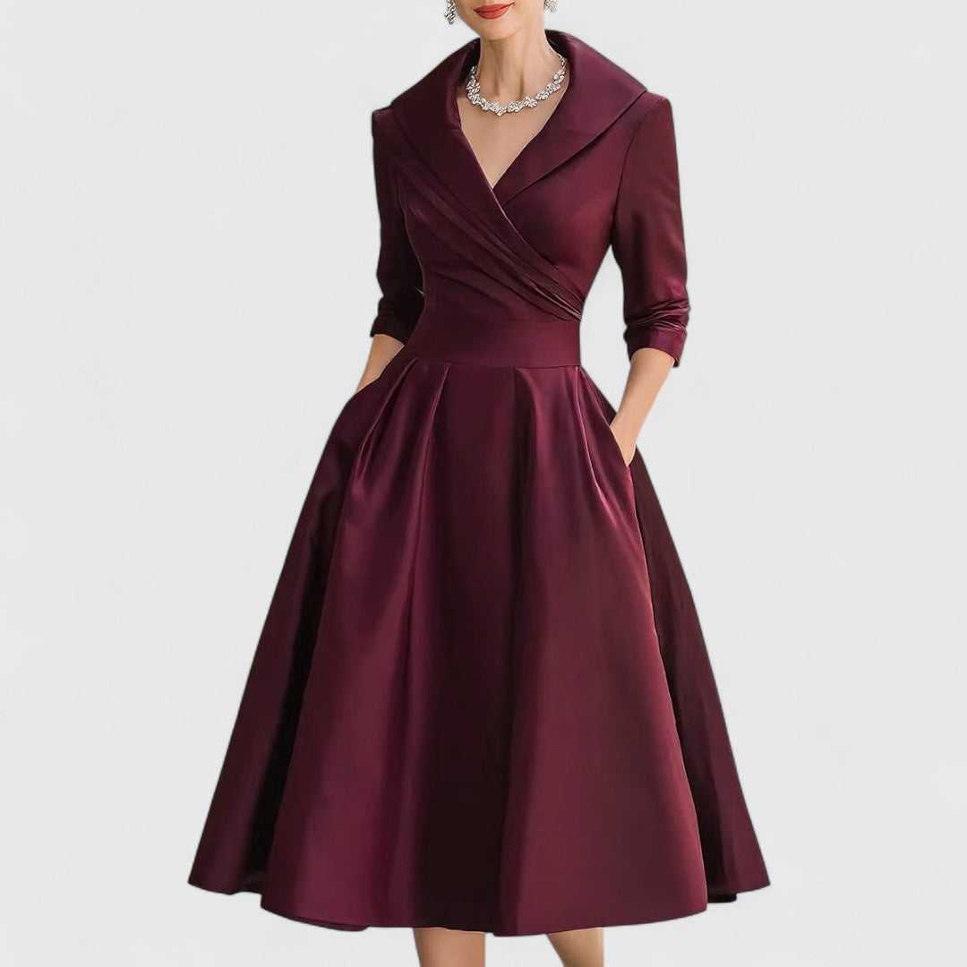 Women's Soft Fabric Midi Dress | Elegant V-Neck Flared Summer Dress 2