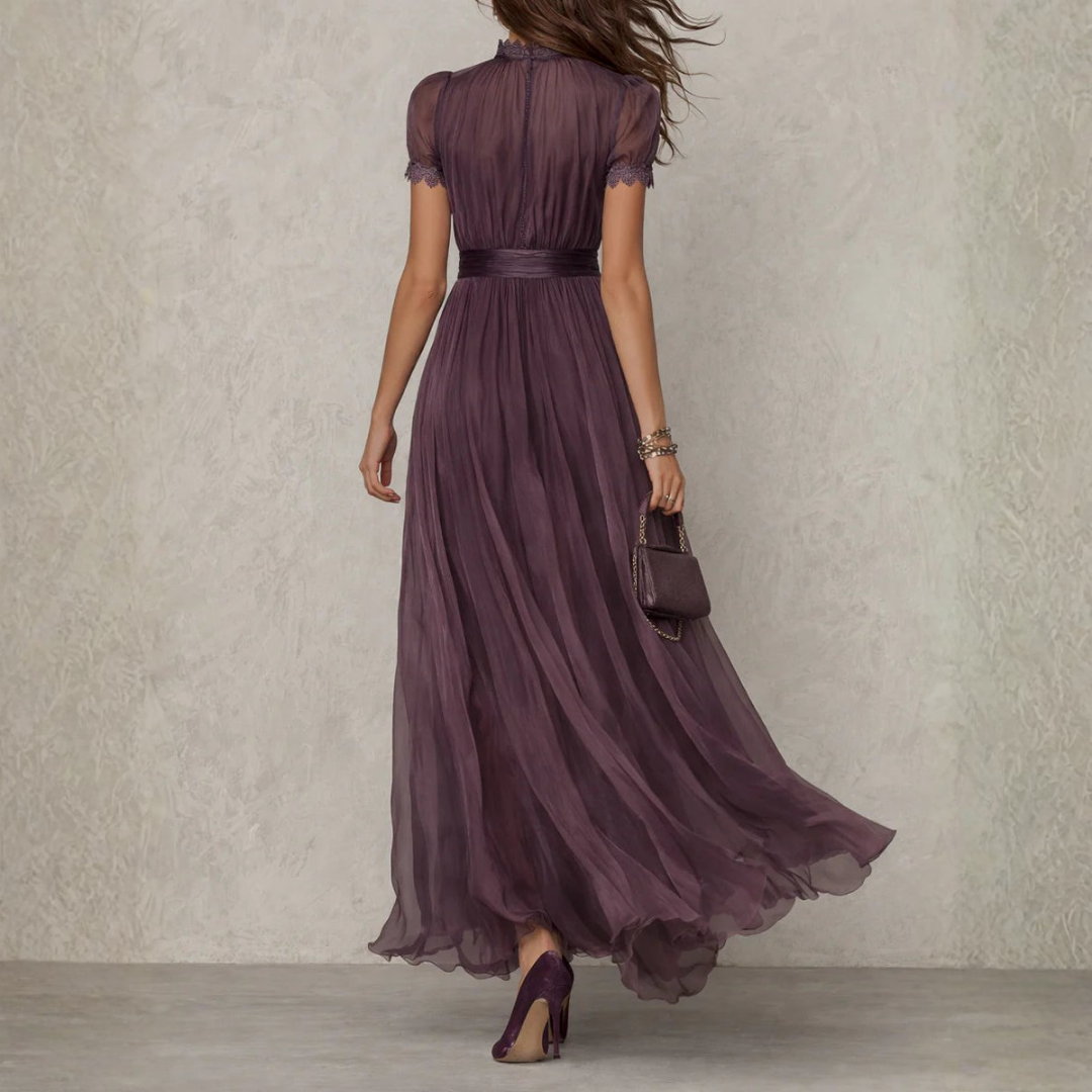 Celeste Collection | Floral Maxi Dress with Lace Trim | Elegant Chiffon Design for Special Occasions 1