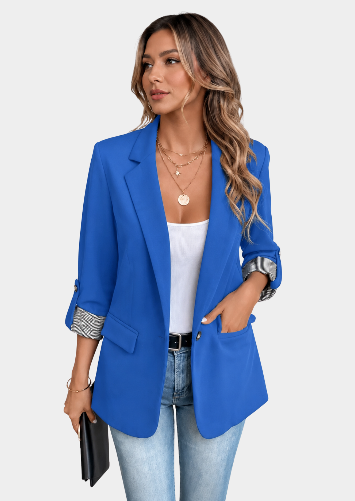 Elegant Collection | Women's Blazer with Rolled Sleeves & Notched Lapel | Slim Fit Design for Effortless Style 3