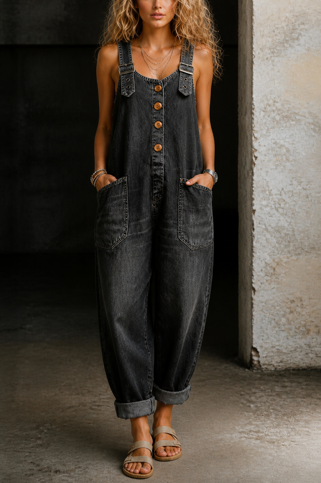 Women's Casual Denim Jumpsuit | Relaxed Fit Wide Leg Overall for Everyday Comfort 2
