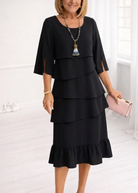 Women's Cotton Blend A-Line Dress | Elegant Ruffle Midi Summer Dress 1