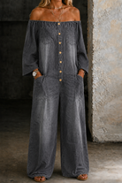 Women's Cotton Blend Jumpsuit | Effortless Black Off-Shoulder Style for Casual Everyday Wear 1