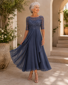 Women's Elegant Lace Midi Dress | Flattering Timeless Cocktail Gown 0