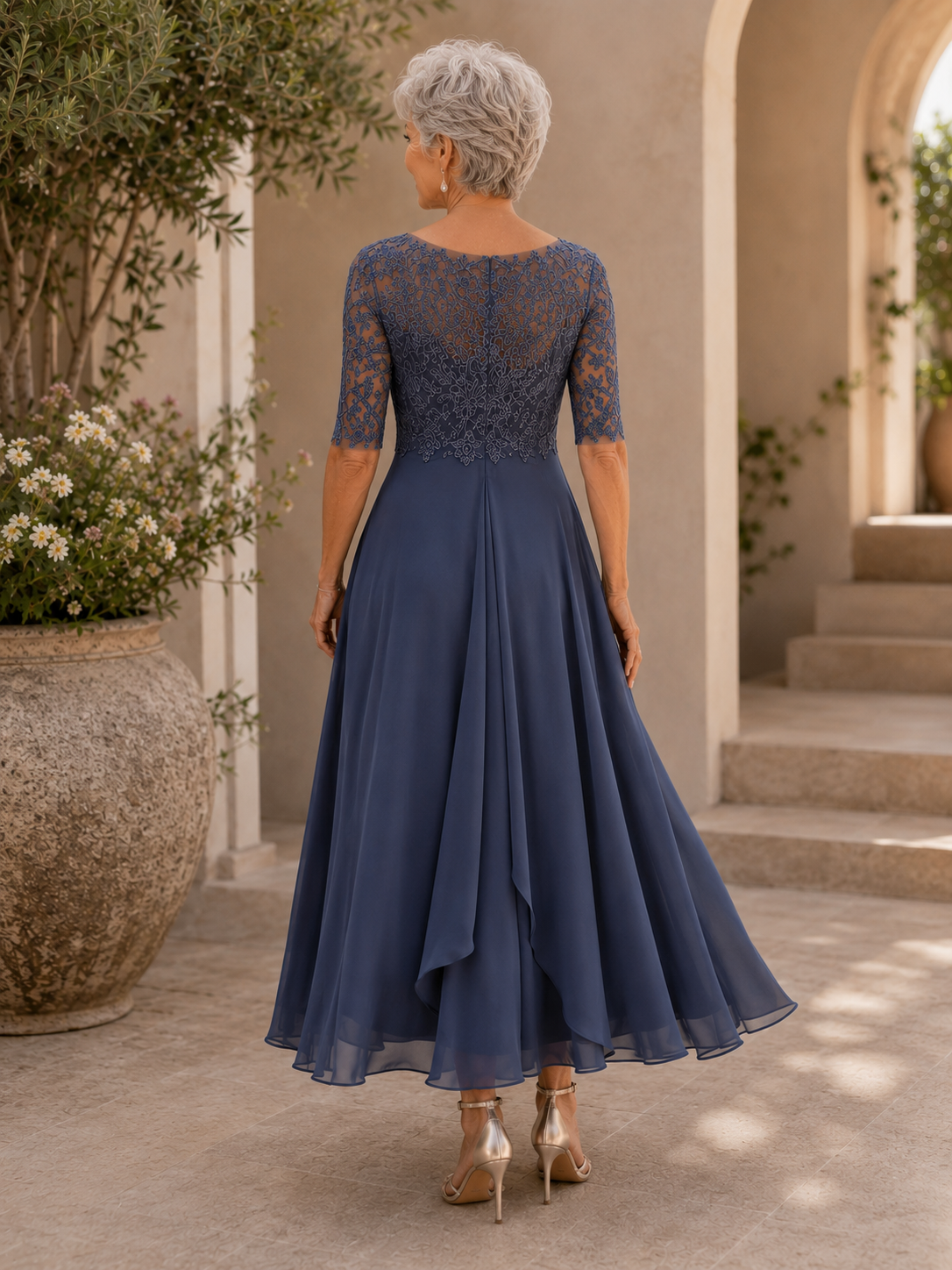 Women's Elegant Lace Midi Dress | Flattering Timeless Cocktail Gown 1