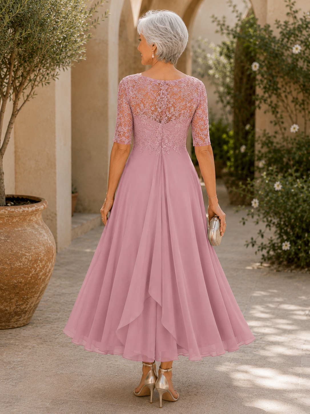 Women's Elegant Lace Midi Dress | Flattering Timeless Cocktail Gown 3