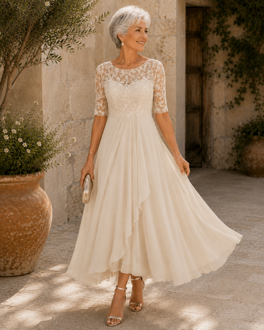 Women's Elegant Lace Midi Dress | Flattering Timeless Cocktail Gown 4