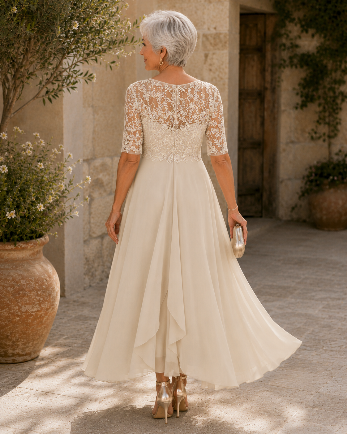 Women's Elegant Lace Midi Dress | Flattering Timeless Cocktail Gown 5