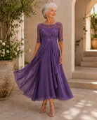 Women's Elegant Lace Midi Dress | Flattering Timeless Cocktail Gown 8