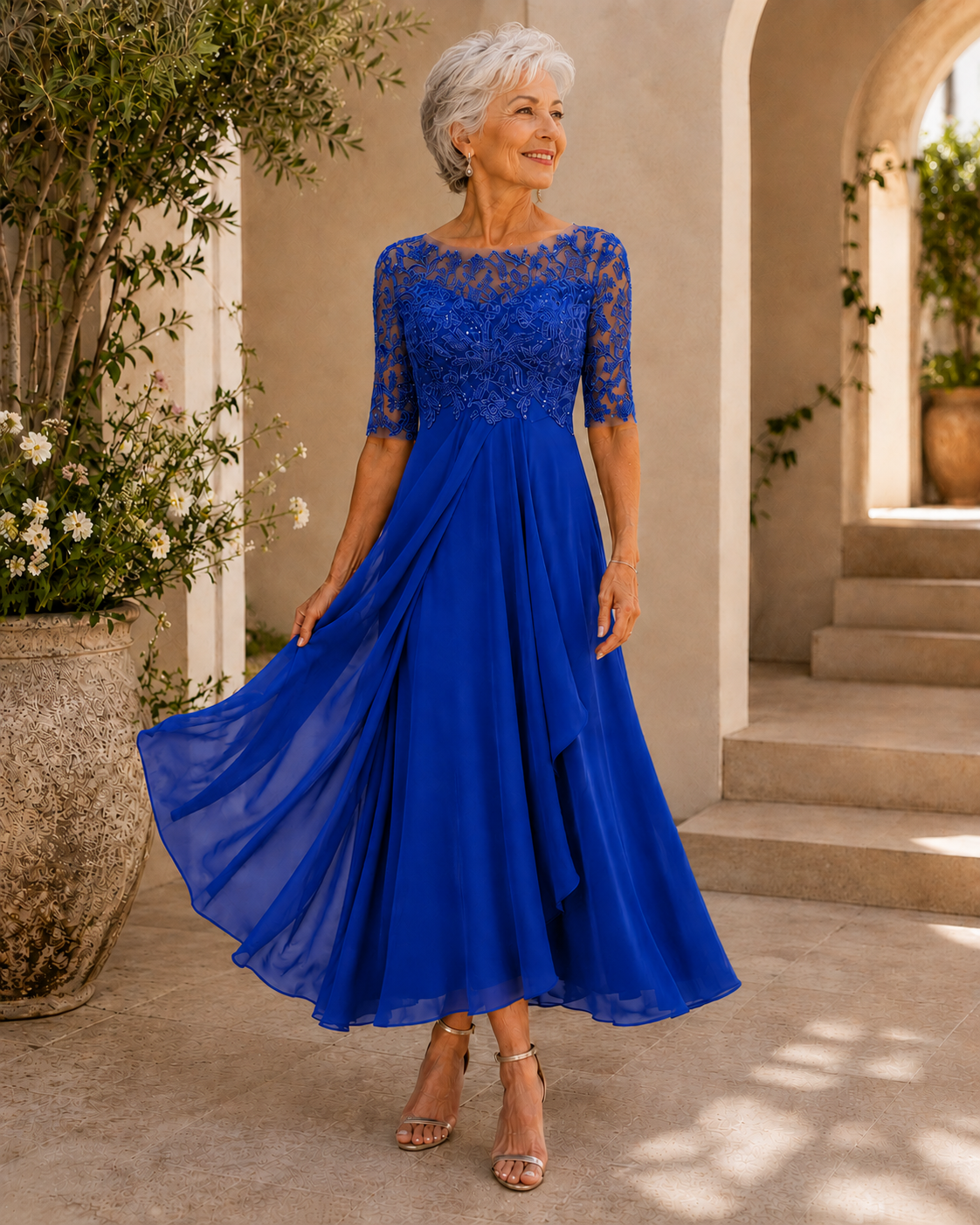 Women's Elegant Lace Midi Dress | Flattering Timeless Cocktail Gown 9