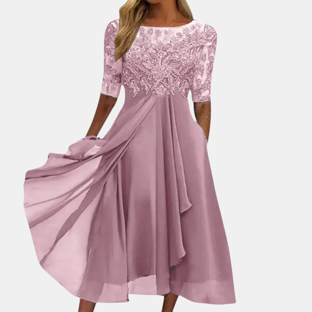 Women's Elegant Lace Midi Dress | Timeless Formal Evening Wear 1