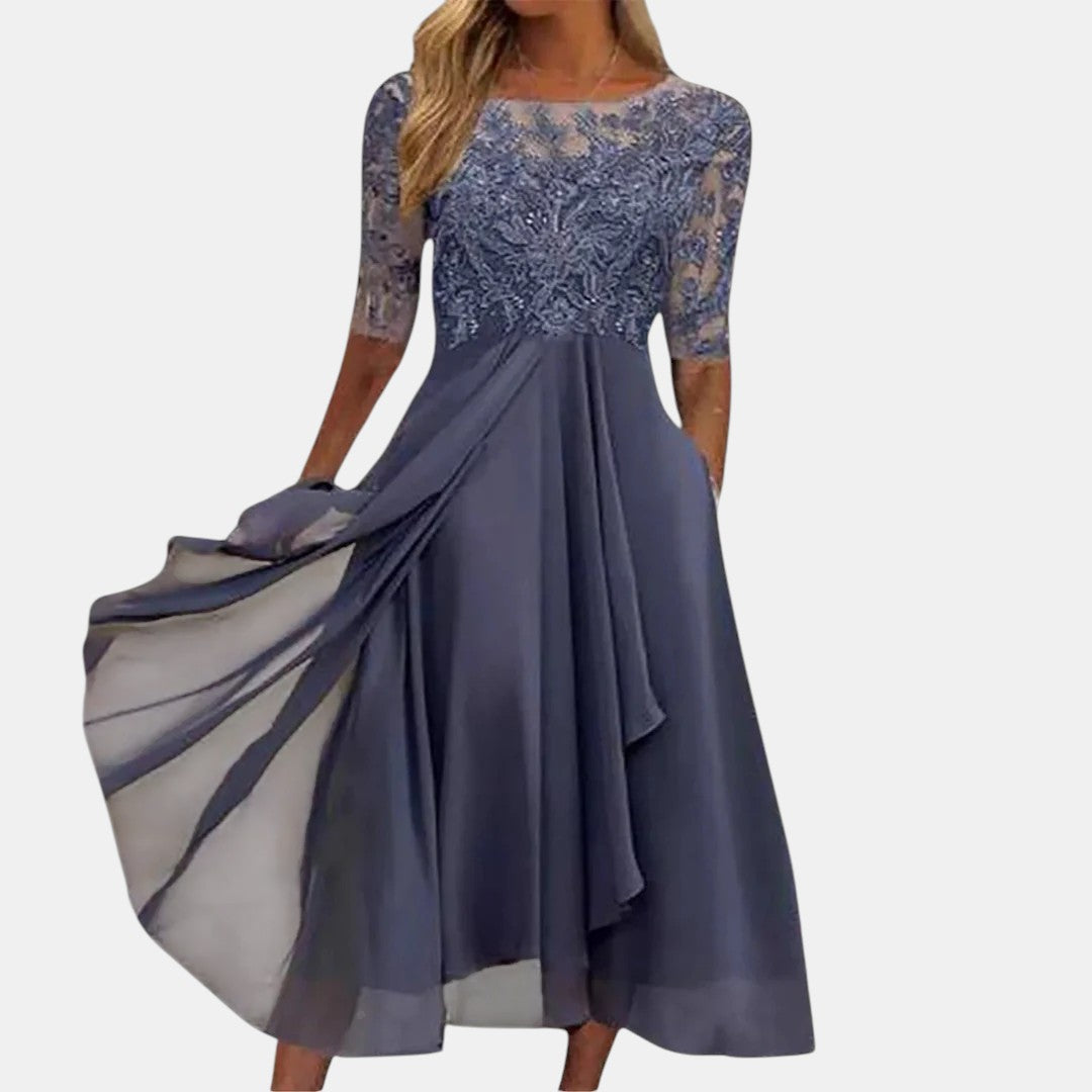 Women's Elegant Lace Midi Dress | Timeless Formal Evening Wear 4