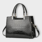 Women's Glossy Crocodile Skin Tote Bag | Elegant Structured Everyday Handbag 1
