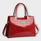 Women's Glossy Crocodile Skin Tote Bag | Elegant Structured Everyday Handbag 5