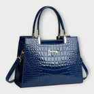 Women's Glossy Crocodile Skin Tote Bag | Elegant Structured Everyday Handbag 6
