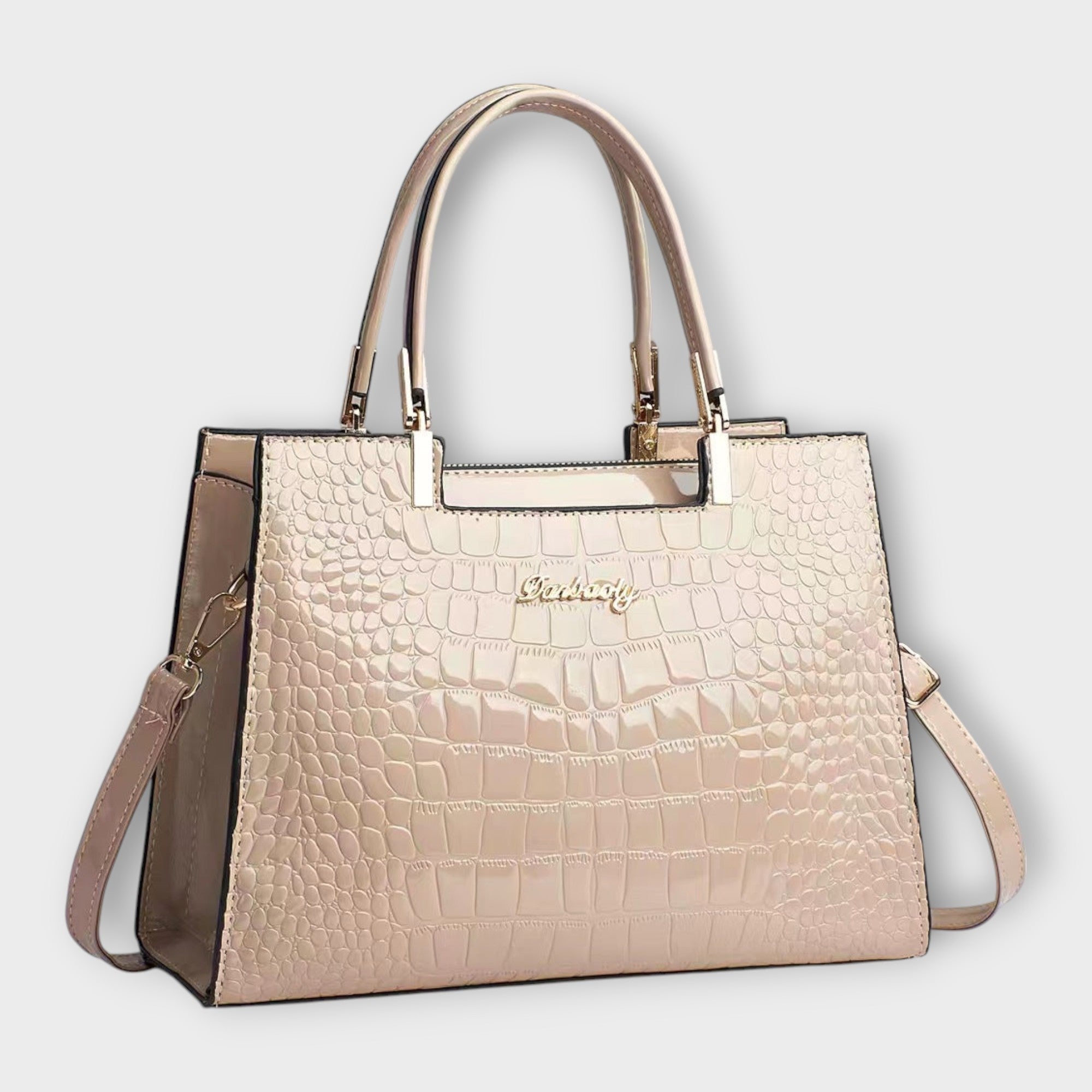 Women's Glossy Crocodile Skin Tote Bag | Elegant Structured Everyday Handbag 7