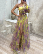 Women's High-Quality Asymmetrical Dress | Elegant One Sleeve Formal Gown 1