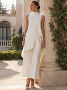 Women's Lightweight Fabric Two-Piece Set | Elegant Sleeveless Wide Leg Holiday Outfit 3