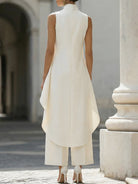 Women's Lightweight Fabric Two-Piece Set | Elegant Sleeveless Wide Leg Holiday Outfit 4