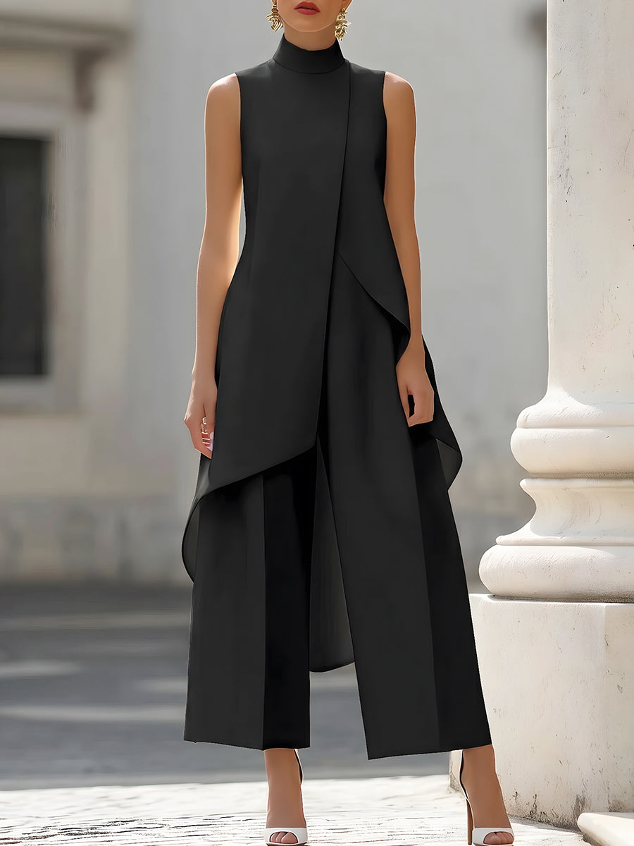 Women's Lightweight Fabric Two-Piece Set | Elegant Sleeveless Wide Leg Holiday Outfit 5