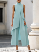 Women's Lightweight Fabric Two-Piece Set | Elegant Sleeveless Wide Leg Holiday Outfit 6
