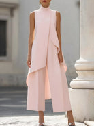 Women's Lightweight Fabric Two-Piece Set | Elegant Sleeveless Wide Leg Holiday Outfit 9