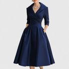 Women's Soft Fabric Midi Dress | Elegant V-Neck Flared Summer Dress 0