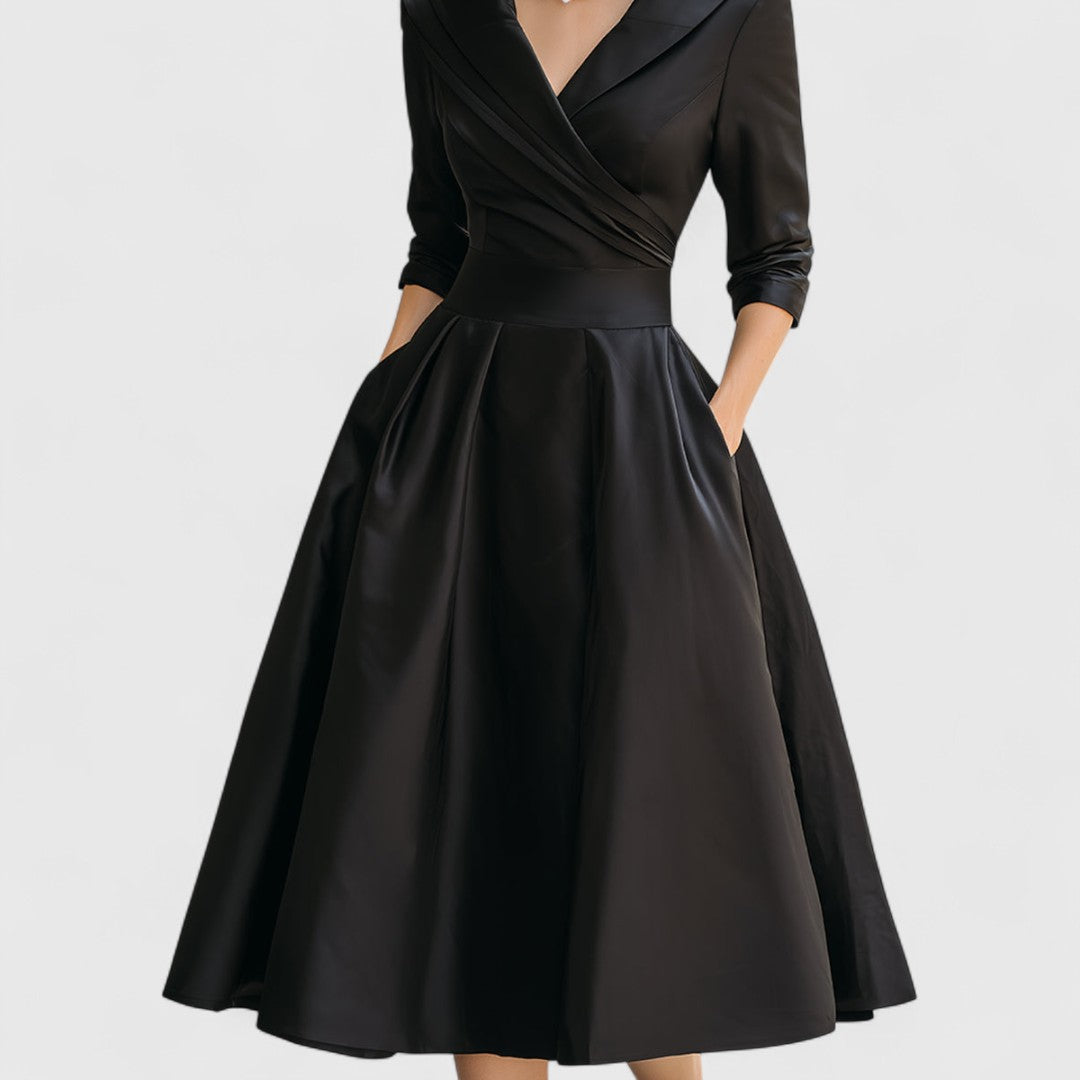 Women's Soft Fabric Midi Dress | Elegant V-Neck Flared Summer Dress 6