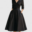 Women's Soft Fabric Midi Dress | Elegant V-Neck Flared Summer Dress 6