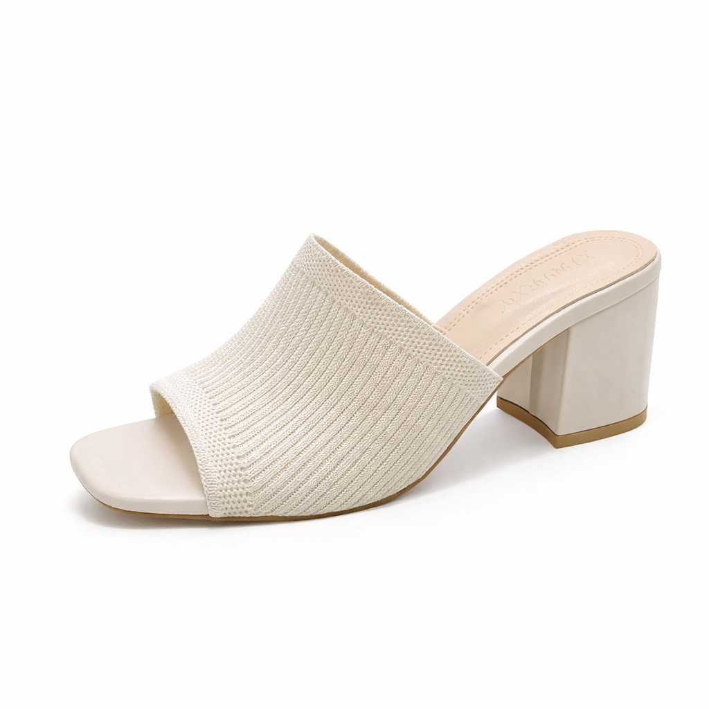Women's Stretchy Cotton Block Heel Sandals | Comfortable Casual Summer Footwear 1