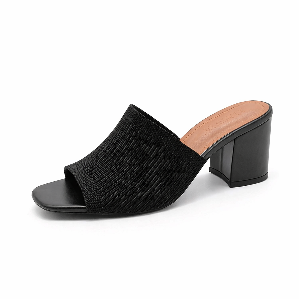 Women's Stretchy Cotton Block Heel Sandals | Comfortable Casual Summer Footwear 4