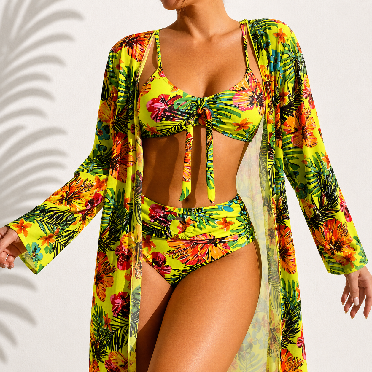 Women's Tropical Print High-Waisted Bikini Set | Flattering Comfortable Swimwear for Beach Days 2