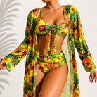 Women's Tropical Print High-Waisted Bikini Set | Flattering Comfortable Swimwear for Beach Days 2