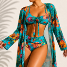 Women's Tropical Print High-Waisted Bikini Set | Flattering Comfortable Swimwear for Beach Days 3